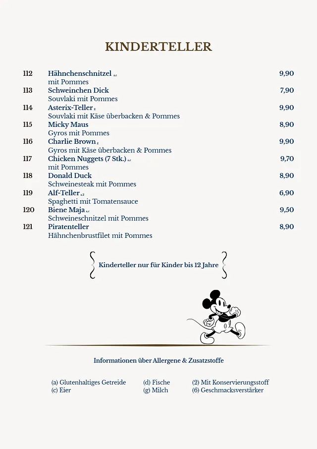 Griechisches Restaurant HELLAS - Speisekarte
