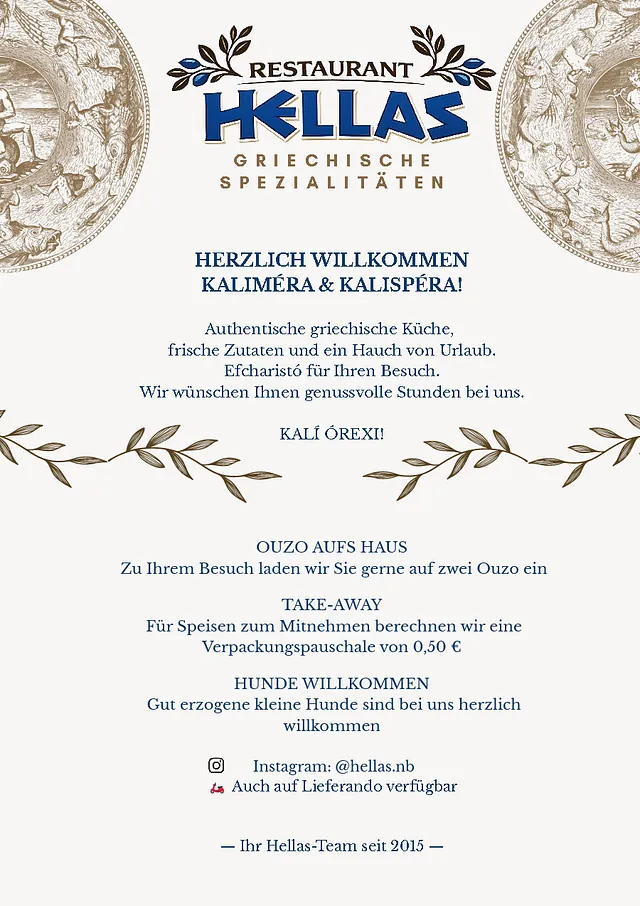 Griechisches Restaurant HELLAS - Speisekarte