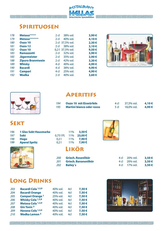 Griechisches Restaurant HELLAS - Speisekarte