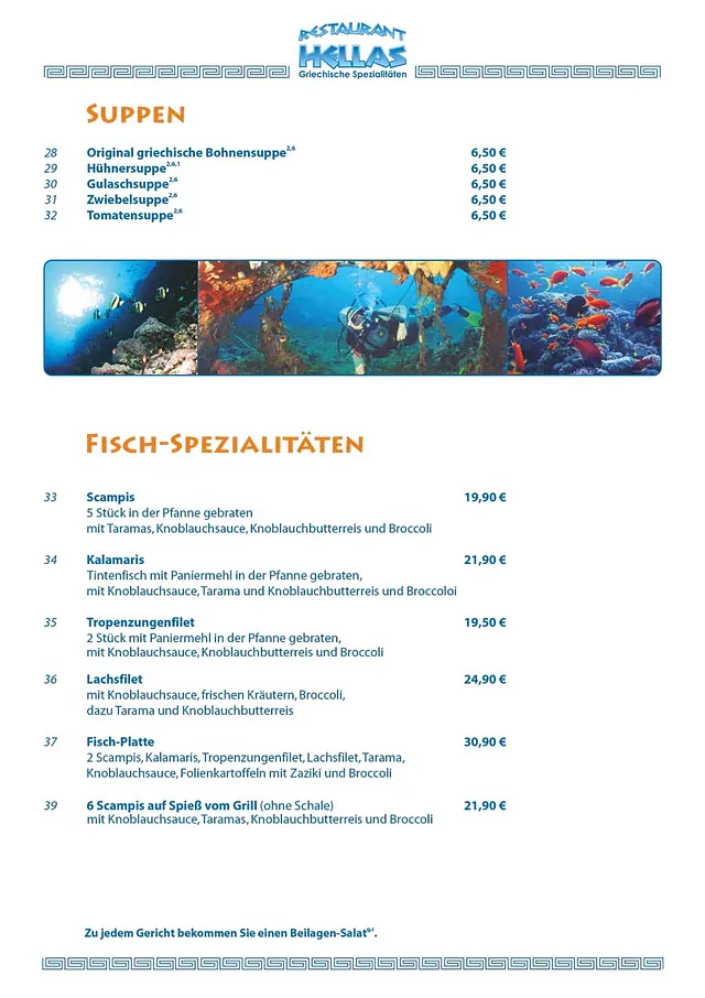 Griechisches Restaurant HELLAS - Speisekarte