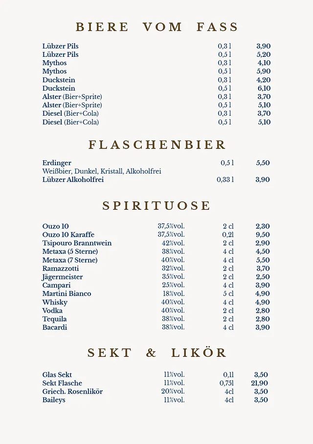 Griechisches Restaurant HELLAS - Speisekarte