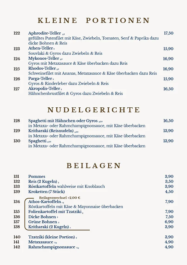Griechisches Restaurant HELLAS - Speisekarte