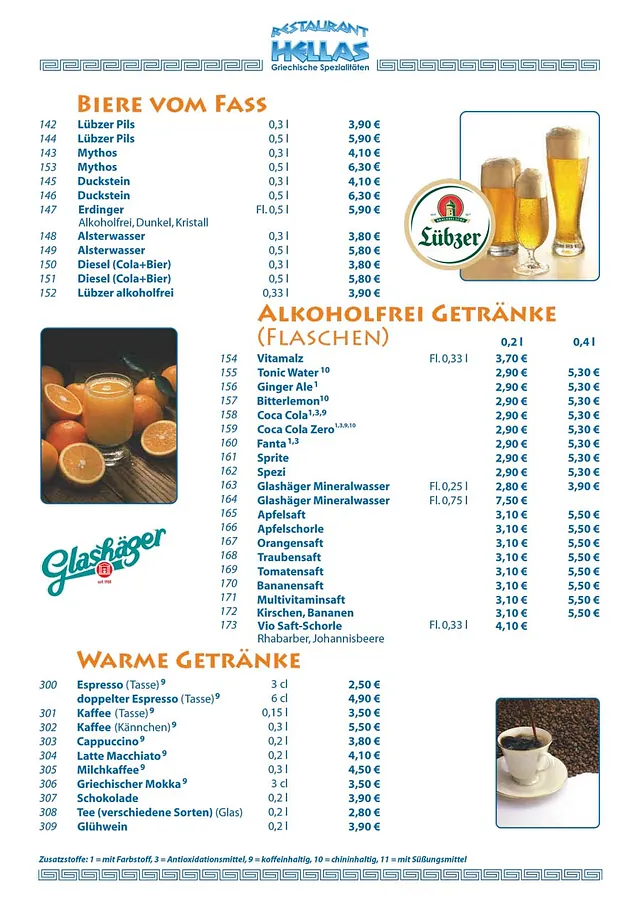 Griechisches Restaurant HELLAS - Speisekarte